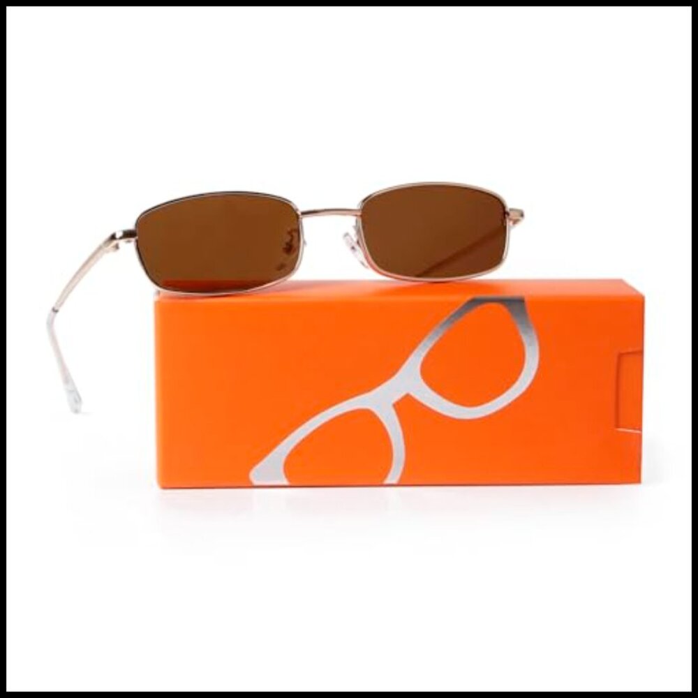 Thin Rectangular Sunglasses Retro Y2k Minimal Chi… - image 3